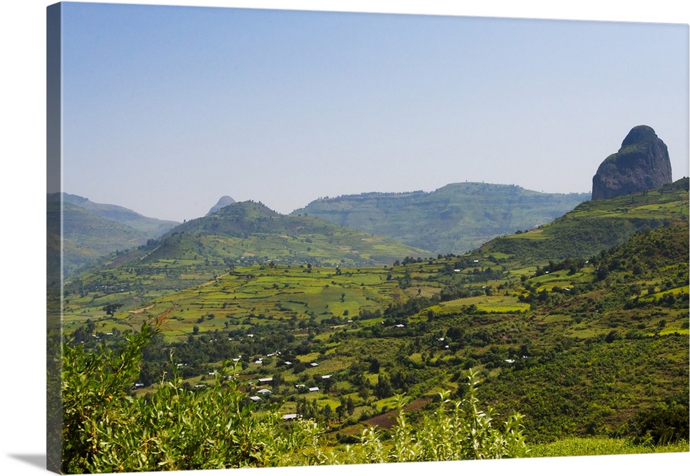 Stone pillar and farmland in the mountain, Bahir Dar, Ethiopia