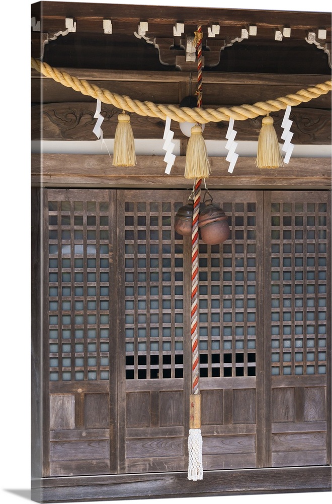 Straw rope decoration in a temple, Gujo Hachiman, Gifu Prefecture, Japan