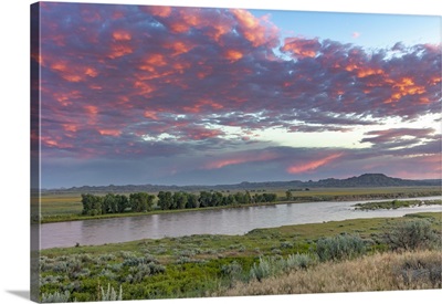 Sunrise And Clouds Over The Yellowstone River Near Terry, Montana, USA