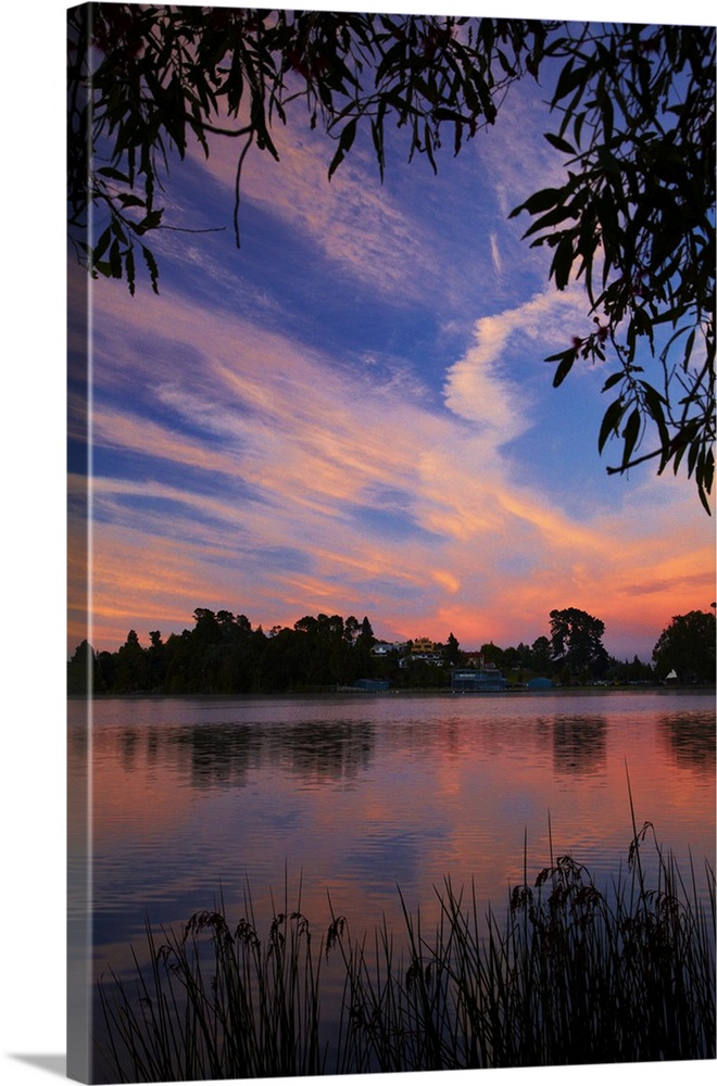 Sunrise over Lake Rotoroa, Hamilton, Waikato, North Island, New Zealand.