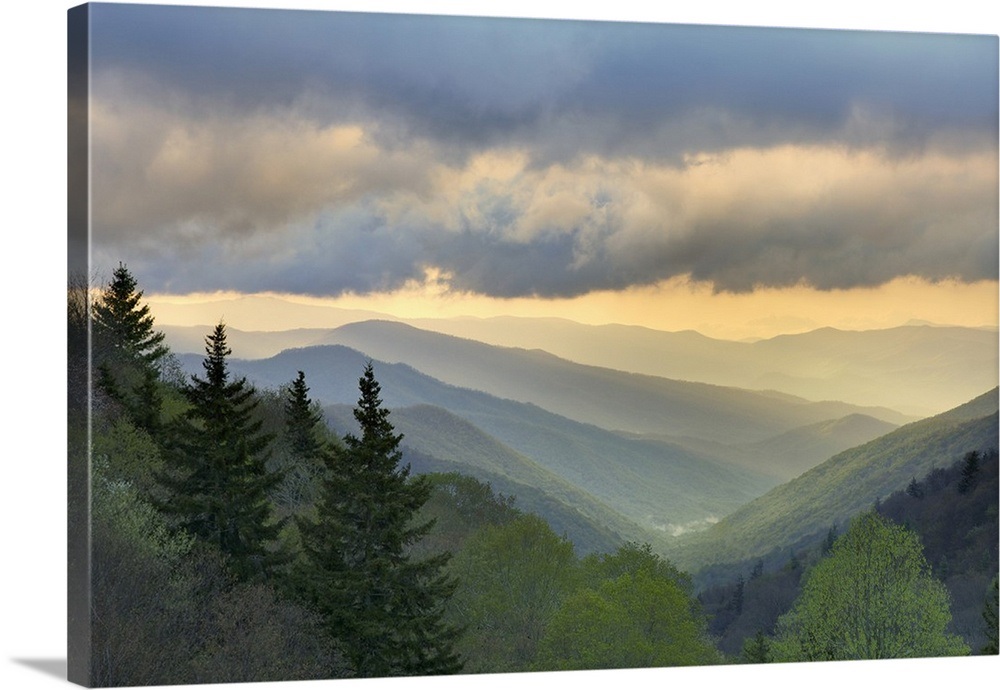 Sunrise view of Oconaluftee Valley, Great Smoky Mountains National Park, North Carolina Wall Art
