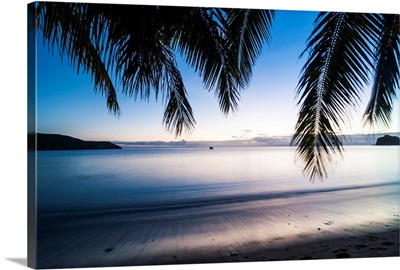 Sunset over the beach, Naviti, Yasawa, Fiji, South Pacific
