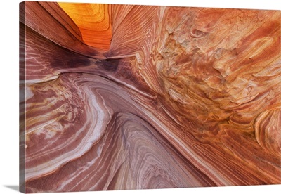 Swirling sandstone at The Wave in the Vermillion Cliffs Wilderness, Arizona