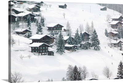 Switzerland, Bern, Grindelwald: Ski Chalets