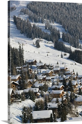 Switzerland, Wallis, Valais, Verbier: Ski Resort, Winter Ski Chalet
