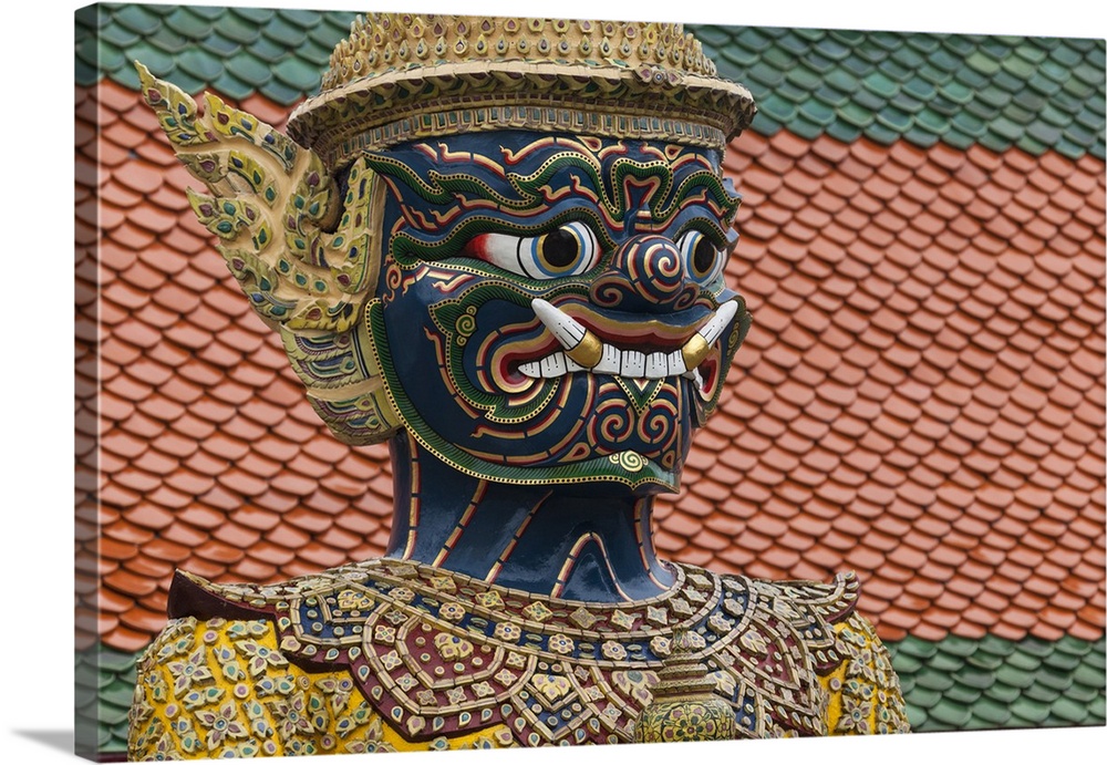 Thailand, Bangkok, Grand Palace. Detail of a large statue.