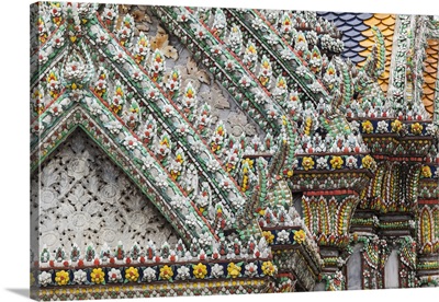 Thailand, Bangkok, Grand Palace. Ornate Details Of A Temple In The Compound