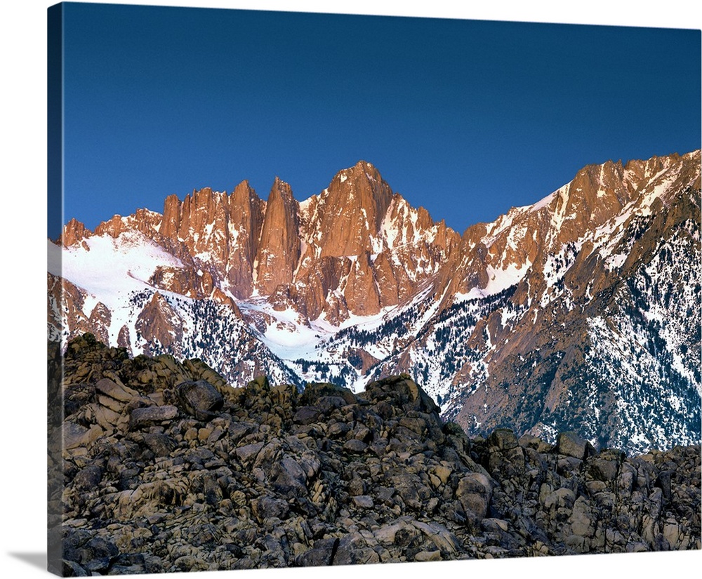 USA, California, Mt Whitney. The Alabama Hills lead to Mt Whitney and the Sierra Nevada Mountains in California.