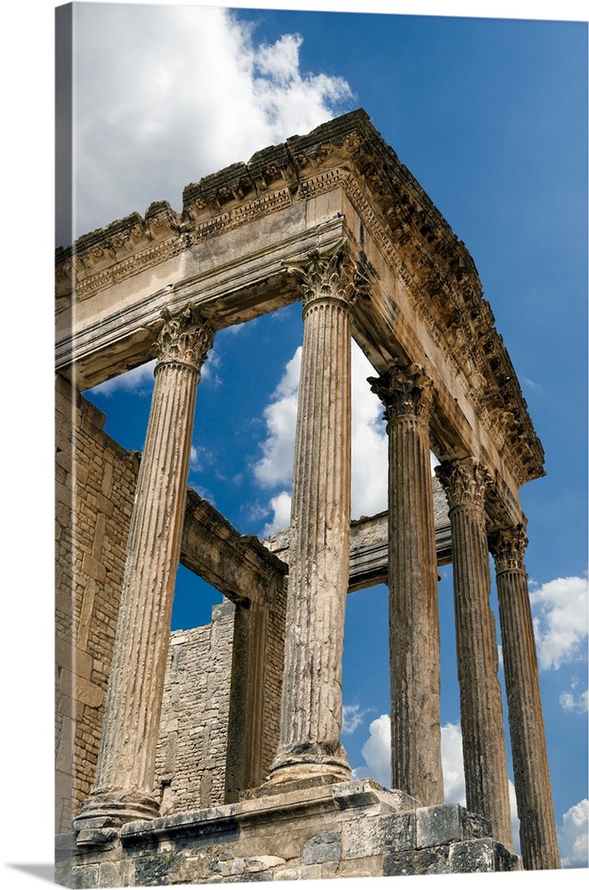 The Capitol, Dougga Archaeological Site, UNESCO World Heritage Site, Tunisia, North Africa-