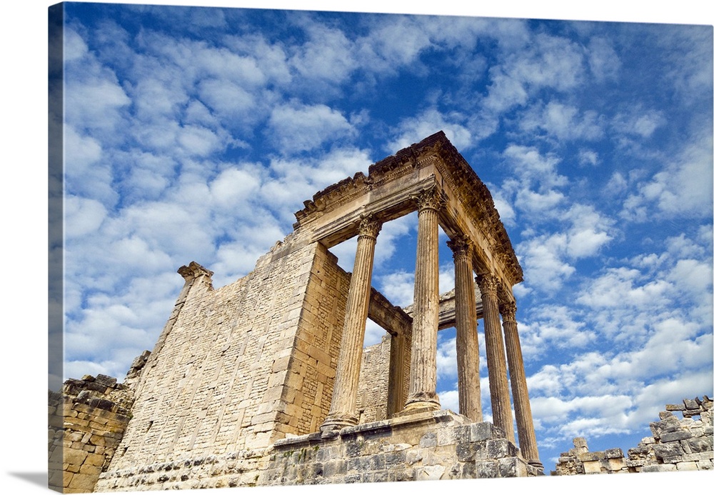 The Capitol, Dougga Archaeological Site, UNESCO World Heritage Site, Tunisia, North Africa-