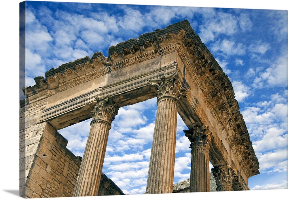 The Capitol, Dougga Archaeological Site, UNESCO World Heritage Site, Tunisia, North Africa-