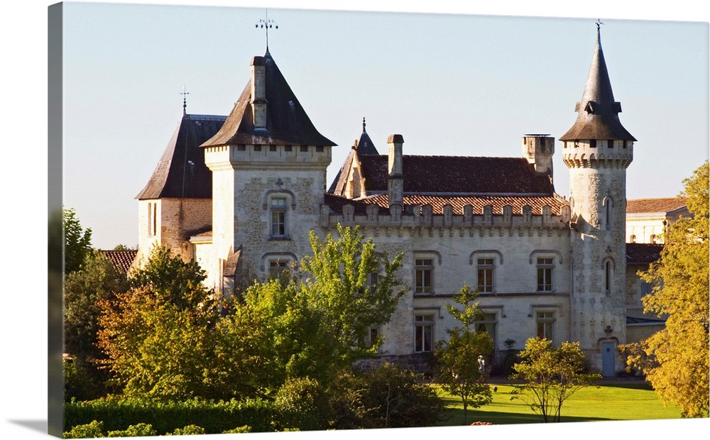The chateau with turrets and vineyard - Chateau Carignan, Premieres Cotes de Bordeaux