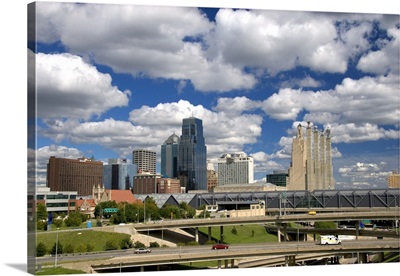 The cityscape and I-35 interchange of Kansas City, Missouri