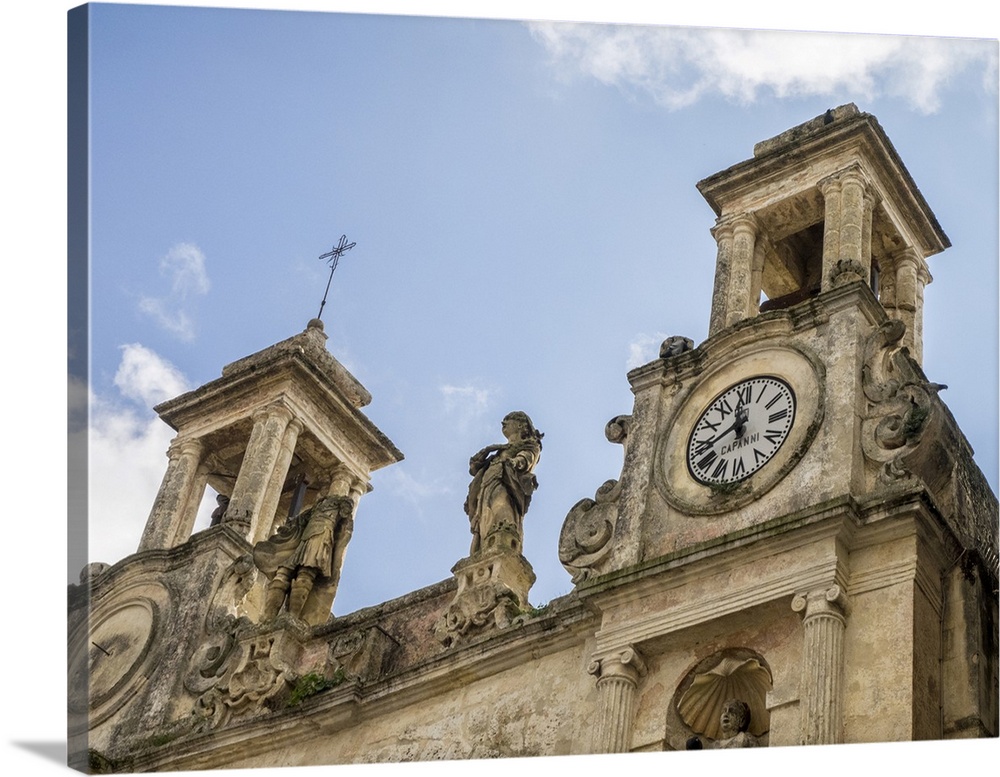 The clock tower of the Sedile Palace, Matera, Basilicata.