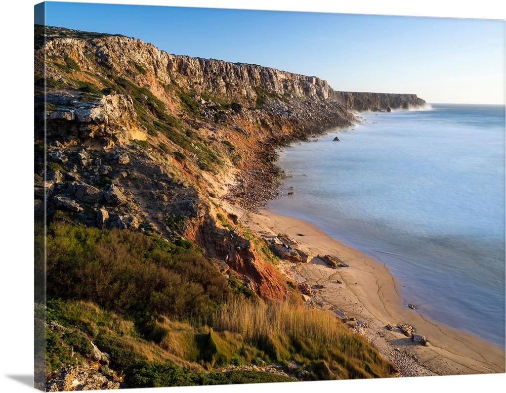 Beach and cliffs at Praia do Telheiro at the Costa Vicentina. The coast of the Algarve during spring. Europe, Southern Eur...
