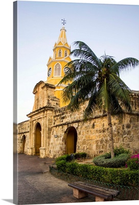 The Famed Clock Tower, Torre De Reloj, Rises Prominently In Historic Cartagena, Colombia