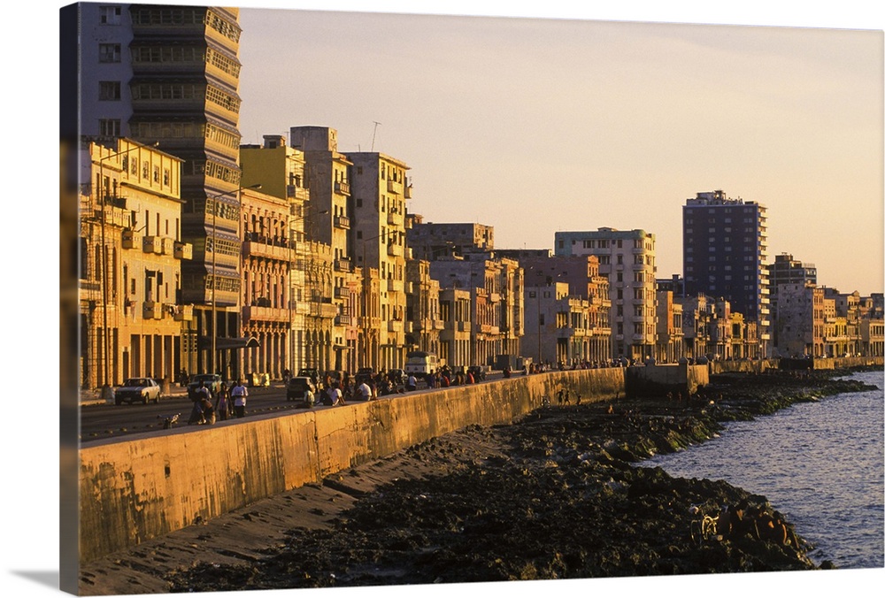 The famous Malecon on the waterfront in the Old City of Havana.