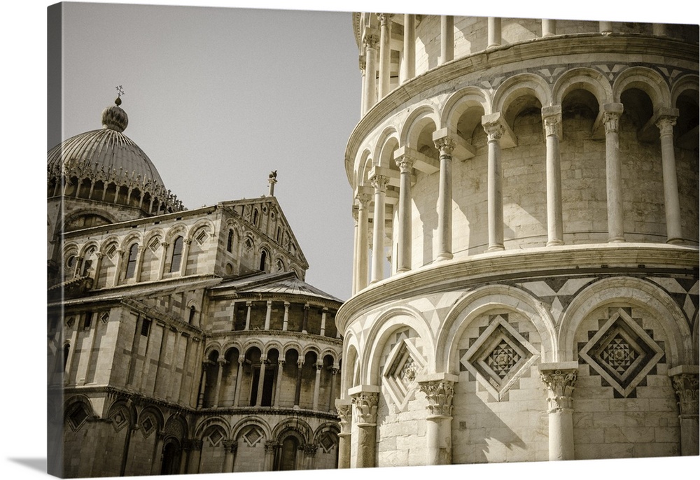 The Leaning Tower and Pisa Cathedral, Pisa, Tuscany, Italy.