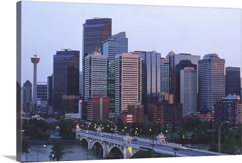 The skyline of Calgary, Alberta, Canada Wall Art, Canvas Prints, Framed