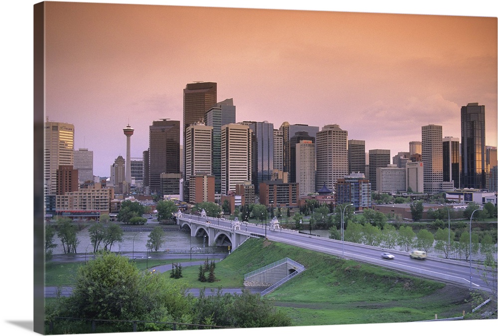 The skyline of Calgary, Alberta, Canada...skyline, cityscape, highrise, skyscraper, bridge, highway, road, calgary, albert...