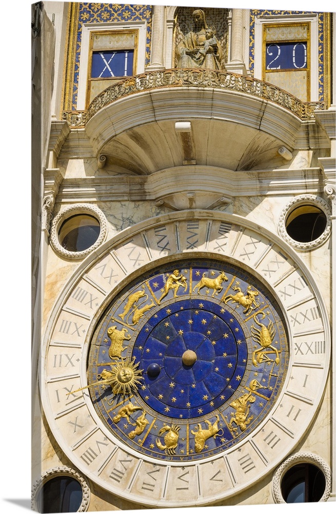 The Torre dell'Orologio (Clock tower) in the Piazza San Marco, Venice, Veneto, Italy.