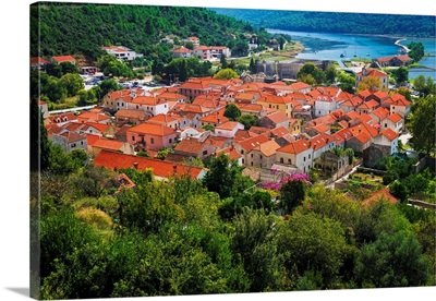 The Town Of Ston From The Great Wall, Ston, Dalmatian Coast, Croatia