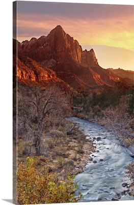 The Watchman and Virgin River at sunset.