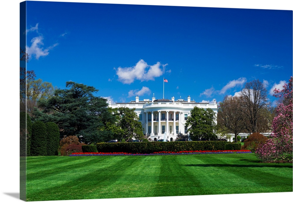 The White House and south lawn, Washington, DC USA