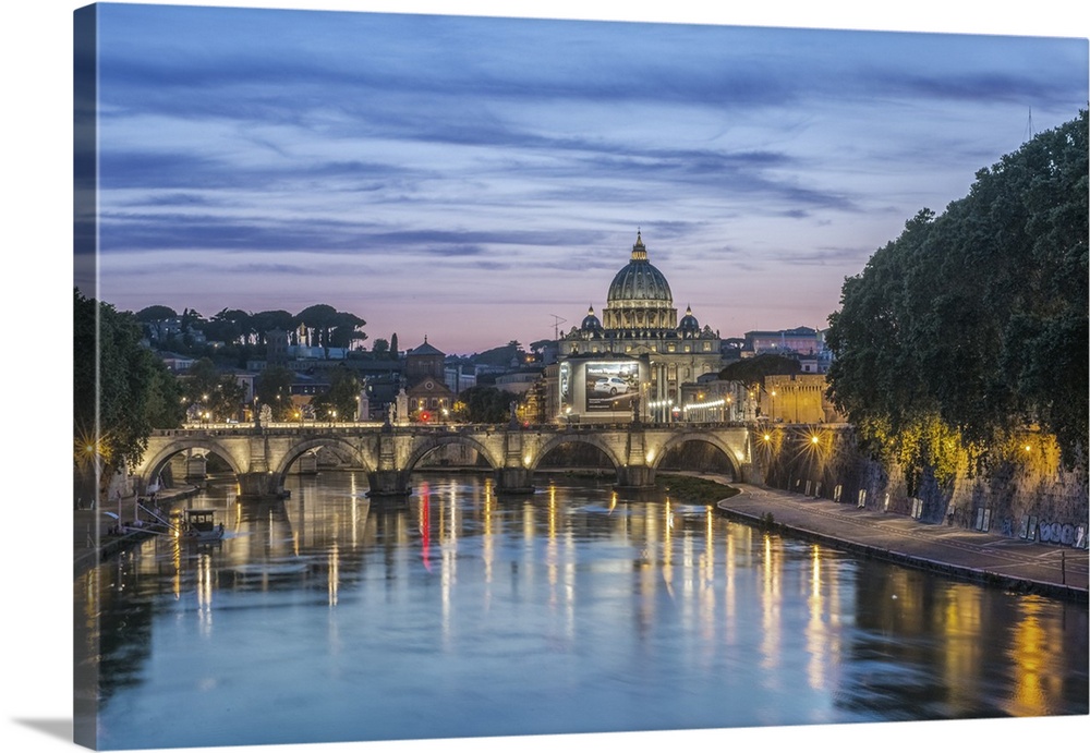 Europe, Italy, Rome, Tiber River Sunset.