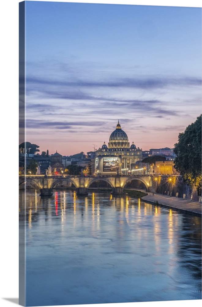 Europe, Italy, Rome, Tiber River Sunset.