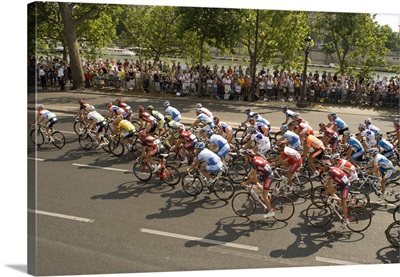 Tour De France At The Finish Of The Internationally Famous Bicycle Race In Paris, France