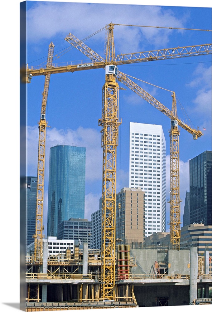 Tower cranes, commercial construction site