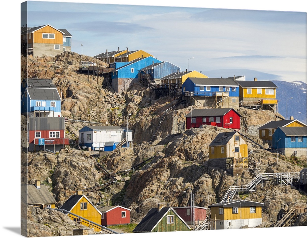 Town of Uummannaq, northwest Greenland, located on an island in the Uummannaq Fjord System.