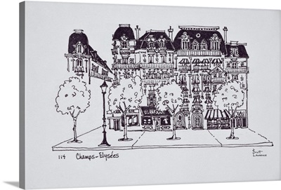 Traditional Haussmann architecture along the Champs Elysees, Paris, France