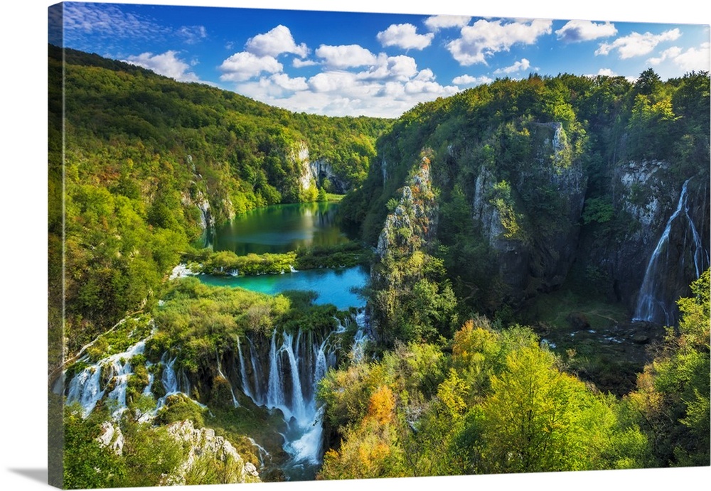 Travertine cascades on the Korana River, Plitvice Lakes National Park, Croatia .
