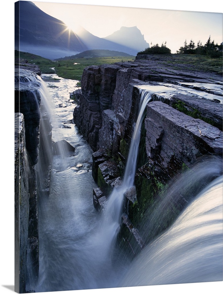 Triple Waterfall at Logan Pass in Glacier National Park in Montana