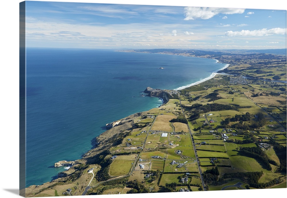 Tunnel Beach and Blackhead, South Coast, Dunedin, Otago, South Island, New Zealand - aerial