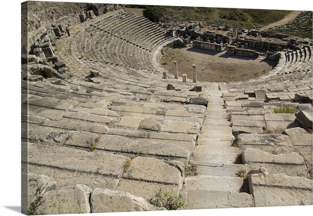 Turkey, Miletus. An amphitheatre in the Ionian ruins that occupy the hill of Kalabak Tepe.