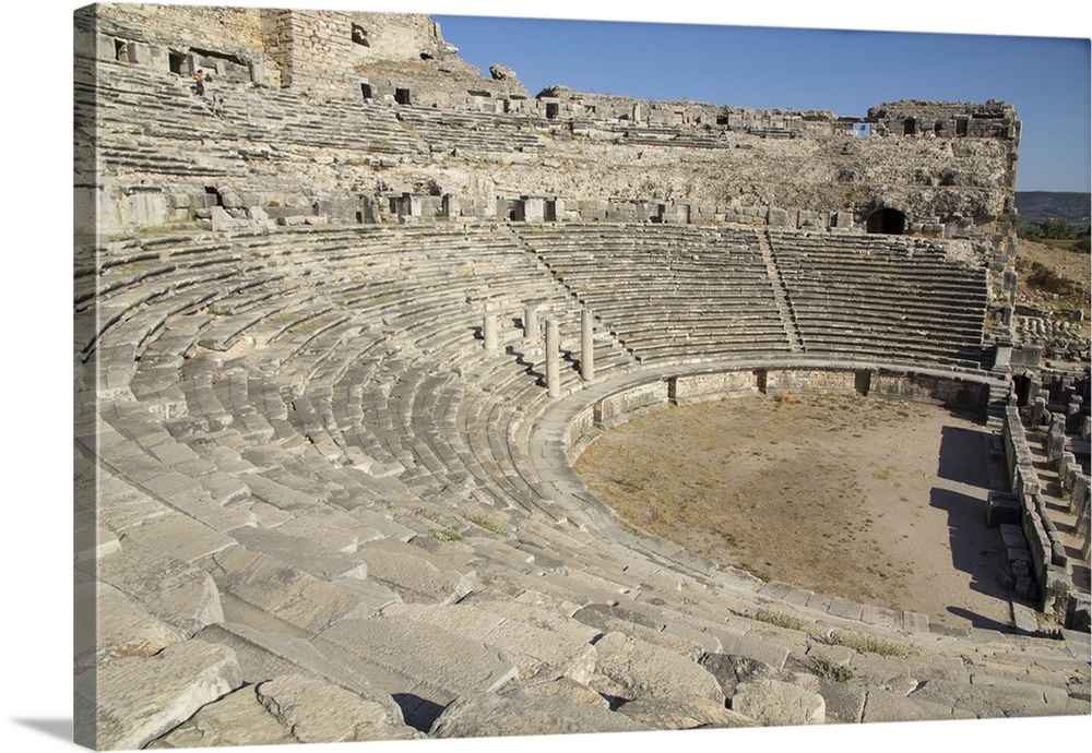 Turkey, Miletus. An Amphitheatre in the Ionian ruins that occupy the hill of Kalabak Tepe.