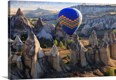 Turkey,Anatolia,Cappadocia, Goreme. Hot Air Balloon Flying Above