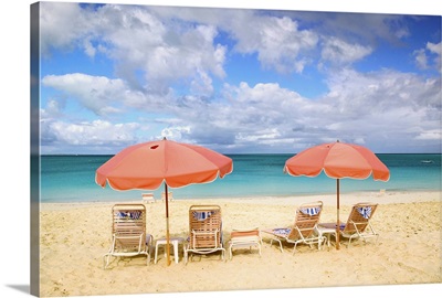Turks and Caicos, Providenciales Island, Grace Bay, Beach chairs on Grace Bay