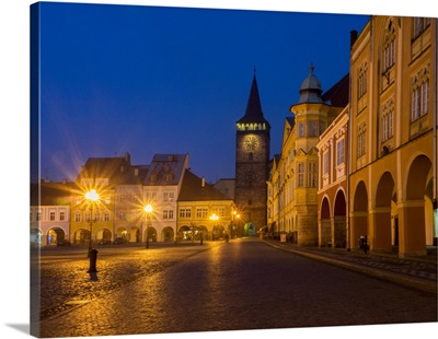 Twilight In The Main Square, Europe, Czech Republic, Jicin