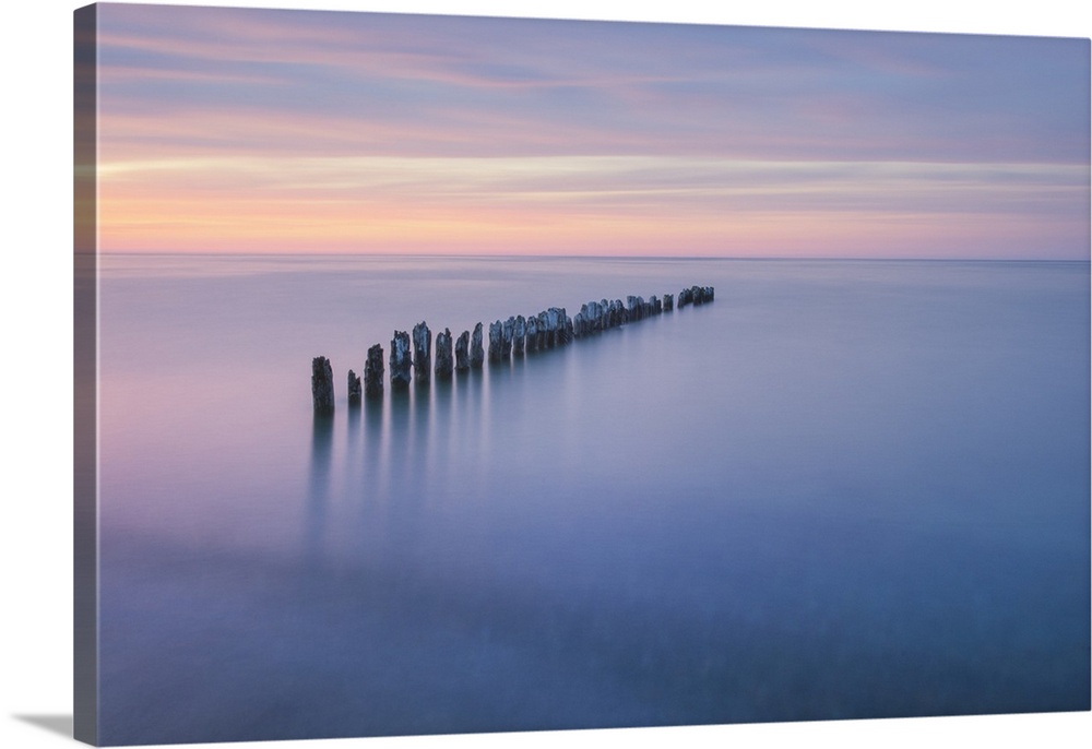 USA, North America, Michigan. Twilight Over Lake Superior Seen From Beach At Whitefish Point, Upper Peninsula, Michigan.