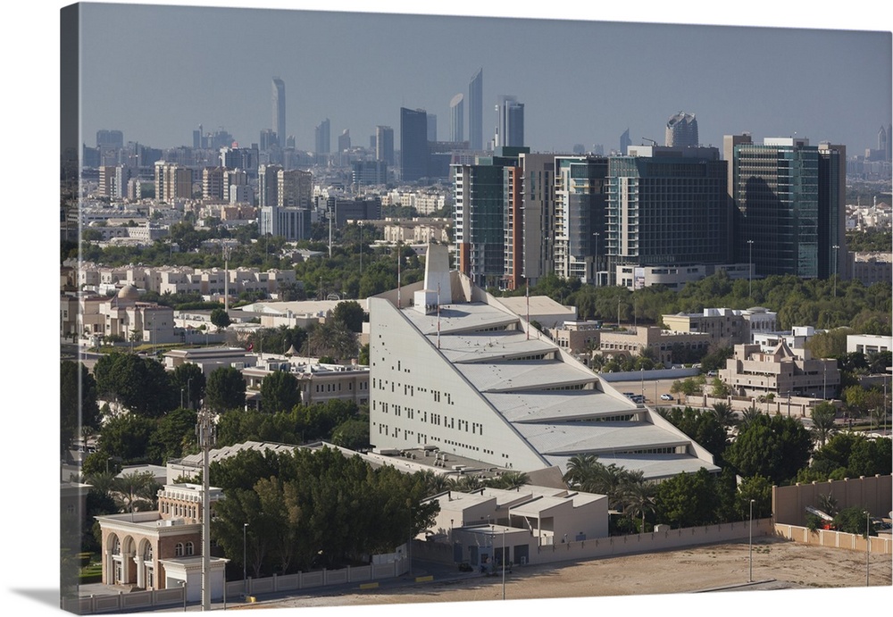 UAE, Abu Dhabi, Al Safarat Embassy Area, elevated city view
