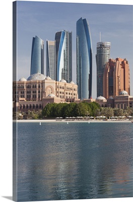 UAE, Abu Dhabi, Etihad Towers And Emirates Palace Hotel