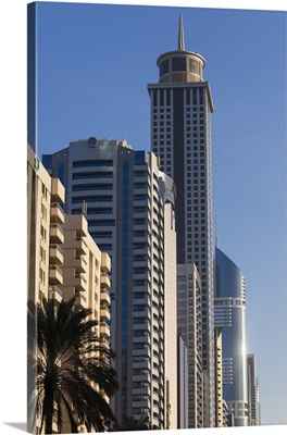 UAE, Dubai, Downtown Dubai, High Rise Buildings Along Sheikh Zayed Road