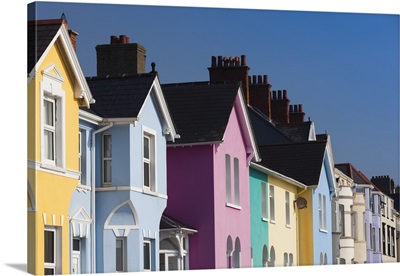 UK, Northern Ireland, County Antrim, Whitehead, Colorful Houses