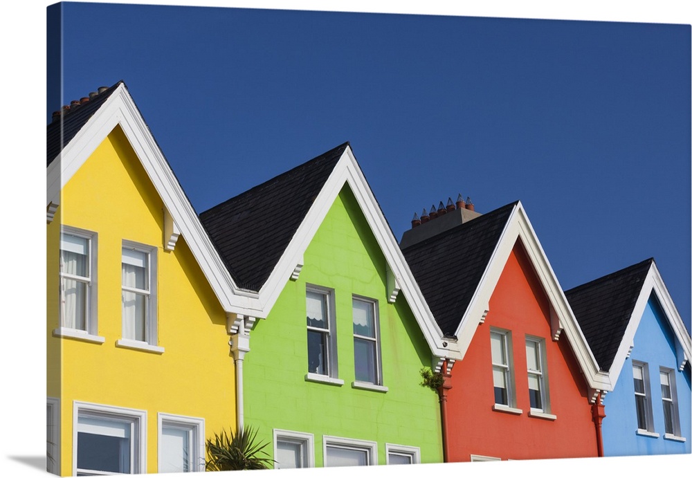 UK, Northern Ireland, County Antrim, Whitehead, colorful houses.
