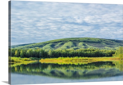 USA, Alaska, Olnes Pond, Landscape With Pond Reflection