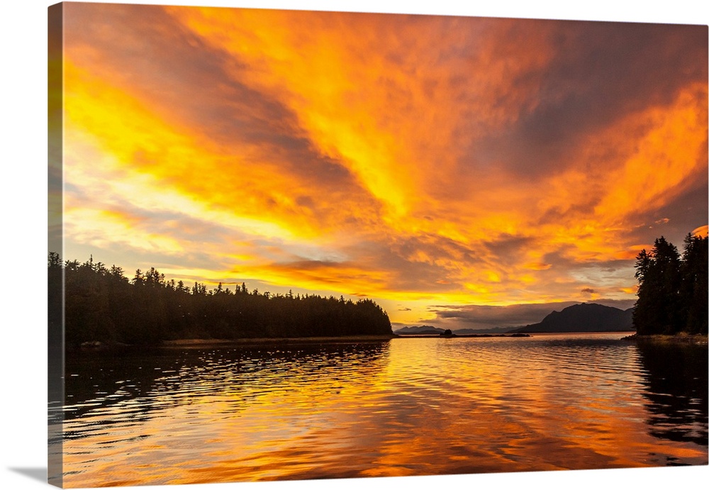 USA, Alaska, Tongass National Forest. Sunset landscape.